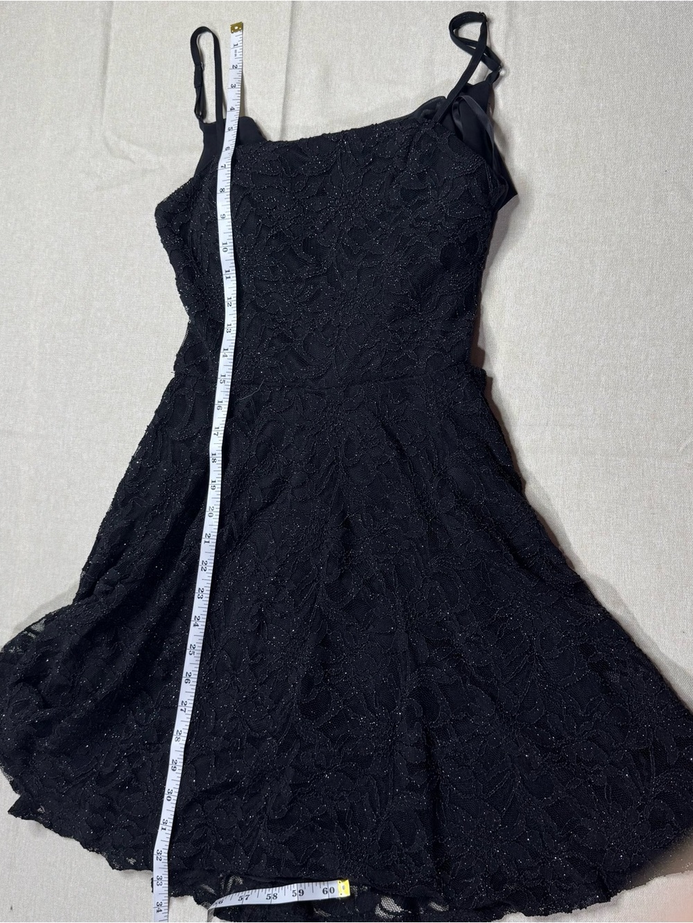 B Darlin Black Lace Fit & Flare Party Dress Removable Sash Juniors 7/8 - Picture 9 of 12